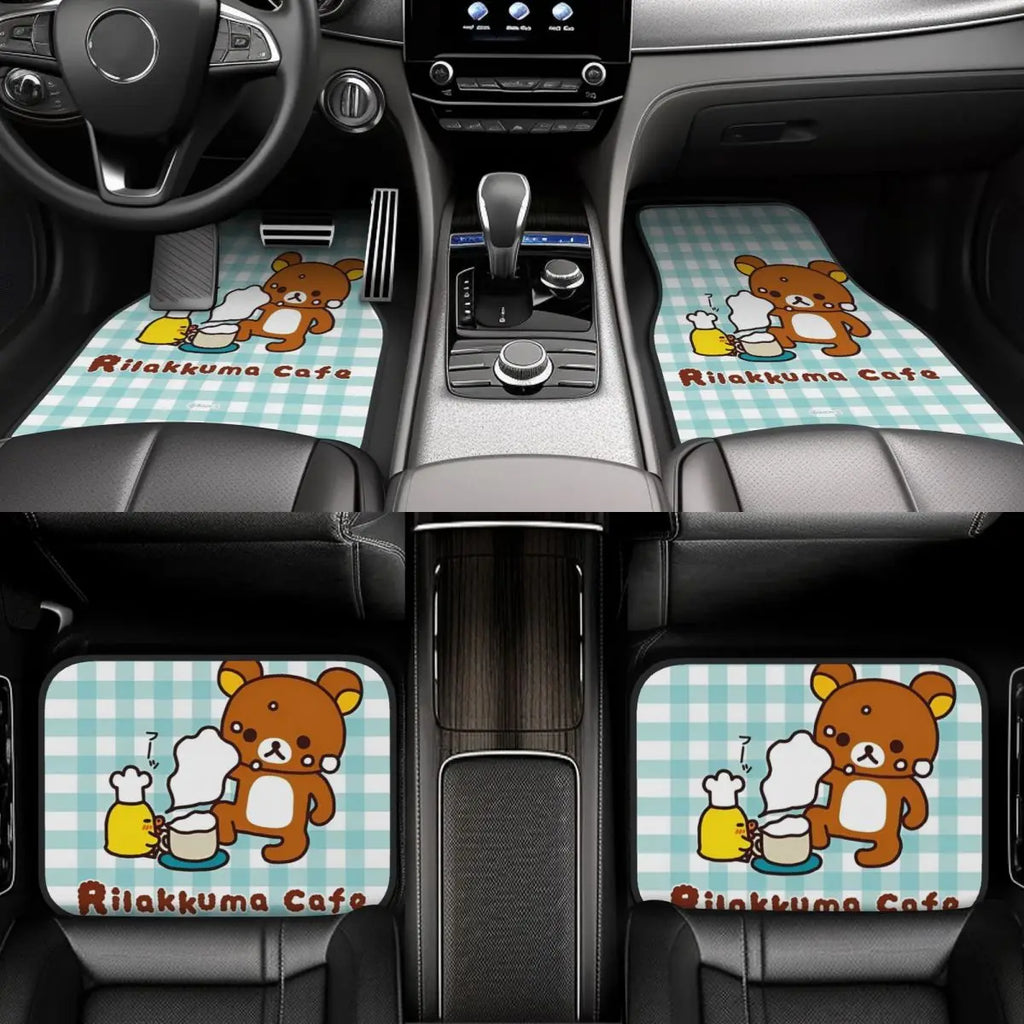 Rilakkuma Car Floor Mats Carpet Set of 4 Anti-Slip Universal Automotive Floor Mat Fit for Mid Trucks