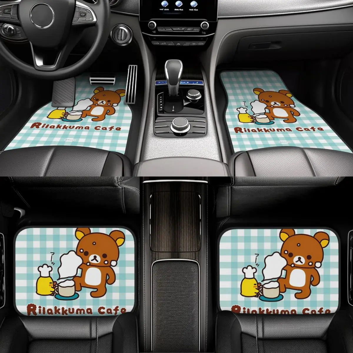Rilakkuma Car Floor Mats Carpet Set of 4 Anti-Slip Universal Automotive Floor Mat Fit for Mid Trucks