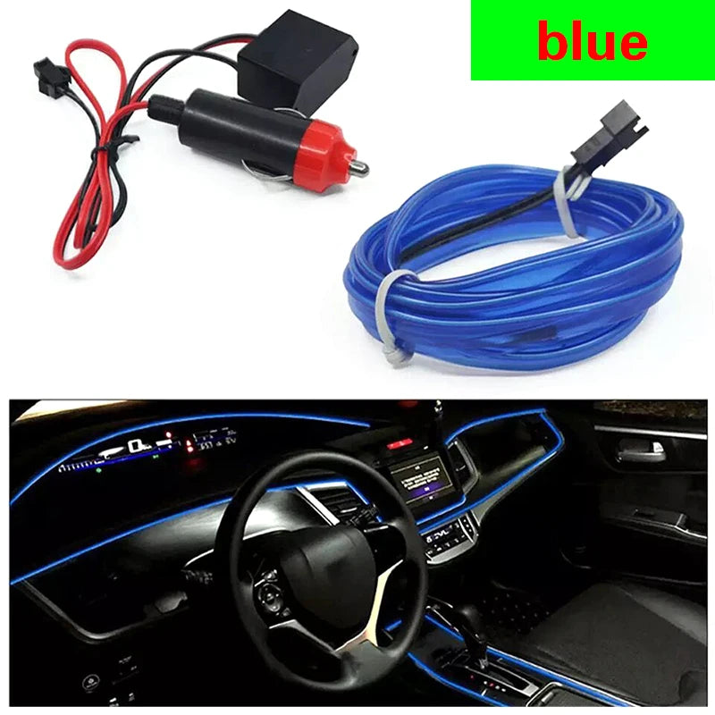 LED Car Ambient Lamp Car Interior Decoration Light Cold Light Strips  Waterproof Dashboard Console Lamp1/2/3/4/5M 12V Universal