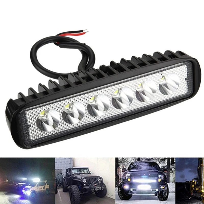 18W 6 LED Car LED Work Light DRL Spotlight High Bright Waterproof Auto Offroad SUV Truck Headlights Driving Lamp 12V