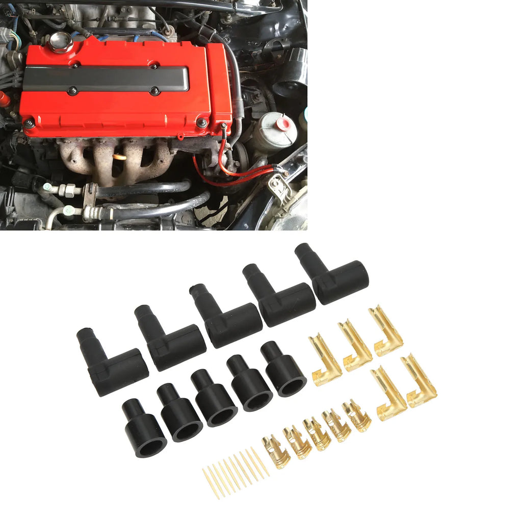 30PCS Spark Plug Coil Wire Boot Black Rubber Material Terminal Kit Fit for 6‑10mm Wires new
