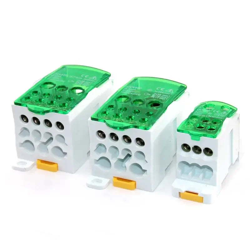 Bloque de terminales de riel DIN dividido eléctrico, caja de conexiones, cable de alimentación, conector eléctrico UKK80A, 125A, 160A, 250A, 400A y 500A