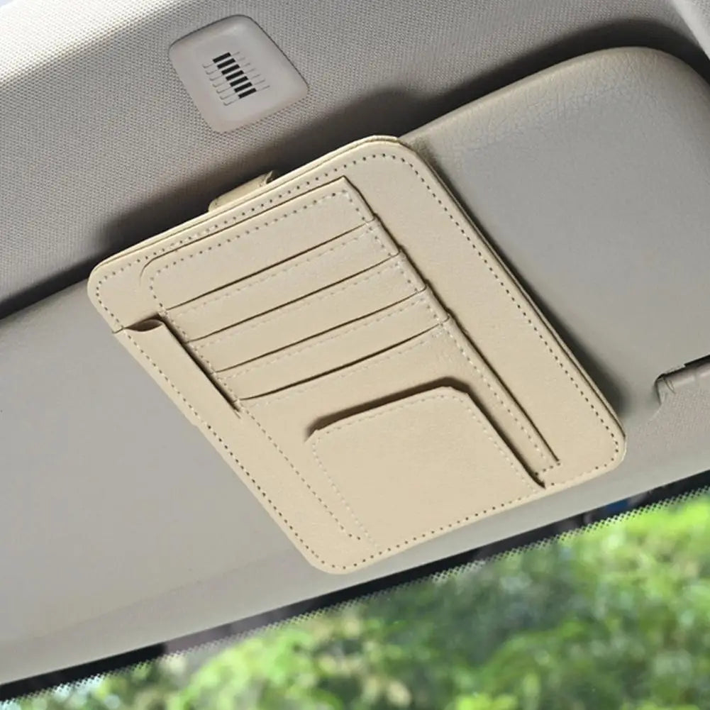 Car Sun Visor Organizer Multi-Pocket Business Card Storage Management Sunglasses Holder Visor Accessories Auto Interior