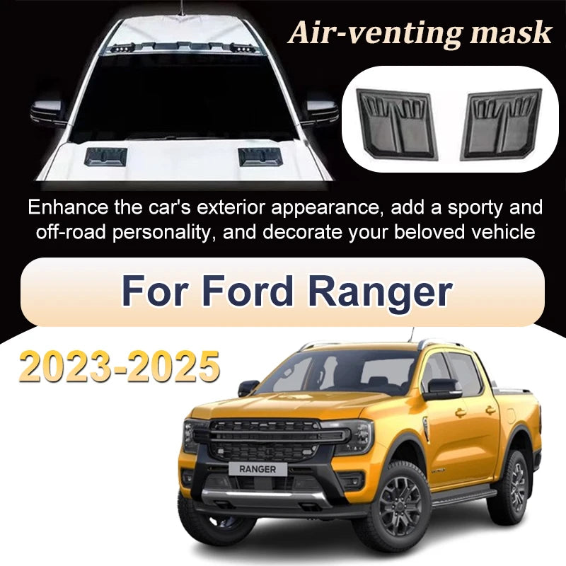 Car Exterior Accessories ABS Bonnet Scoop For Ford Ranger T9 T6 MK2 Raptor 2023 2024 2025 Air Intake Grille Inlet Trim Car Parts
