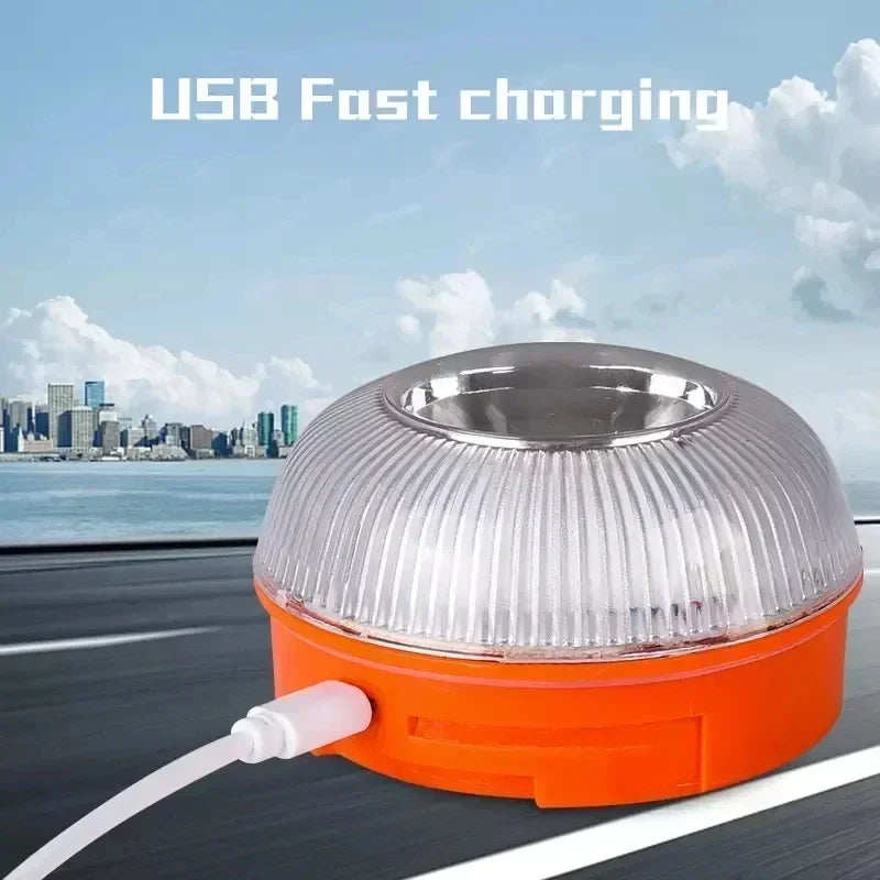 Led Car Emergency Light USB Rechargable V16 Flashing Light Magnetic Induction Road Accident Light Portable Strobe Warning Light