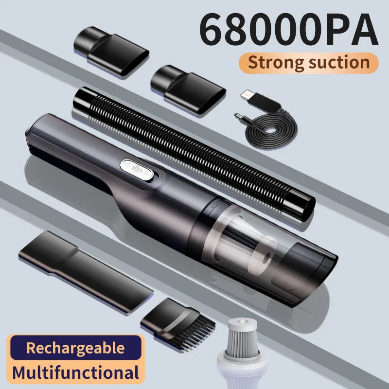 68000Pa Wireless Car Vacuum Cleaner Portable Rechargeable Handheld Cordless Washing Machine for Car Home Sofa Pet Hair Cleaning