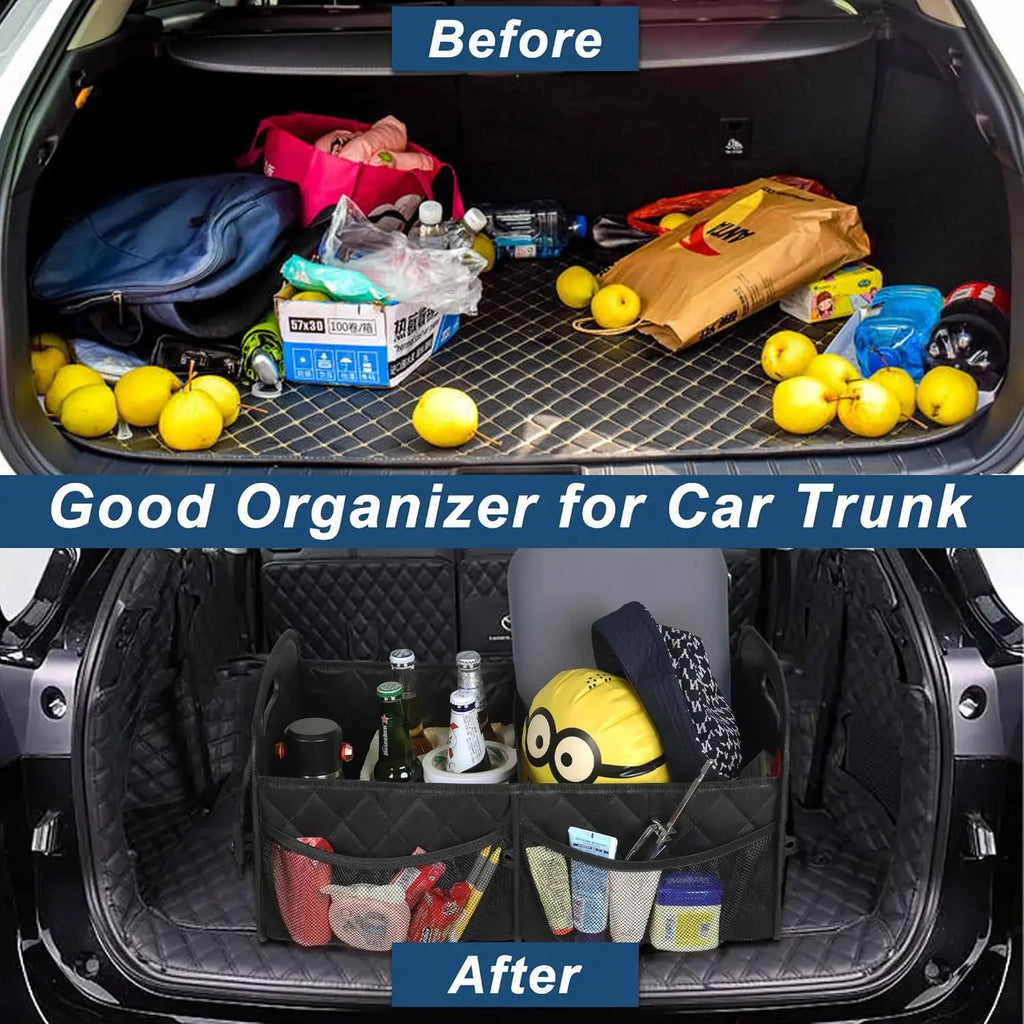 Car Trunk Organizer for SUV, Car Storage with 6 Pocket, Car Accessories for Women/Men 50L Waterproof Trunk Organizer