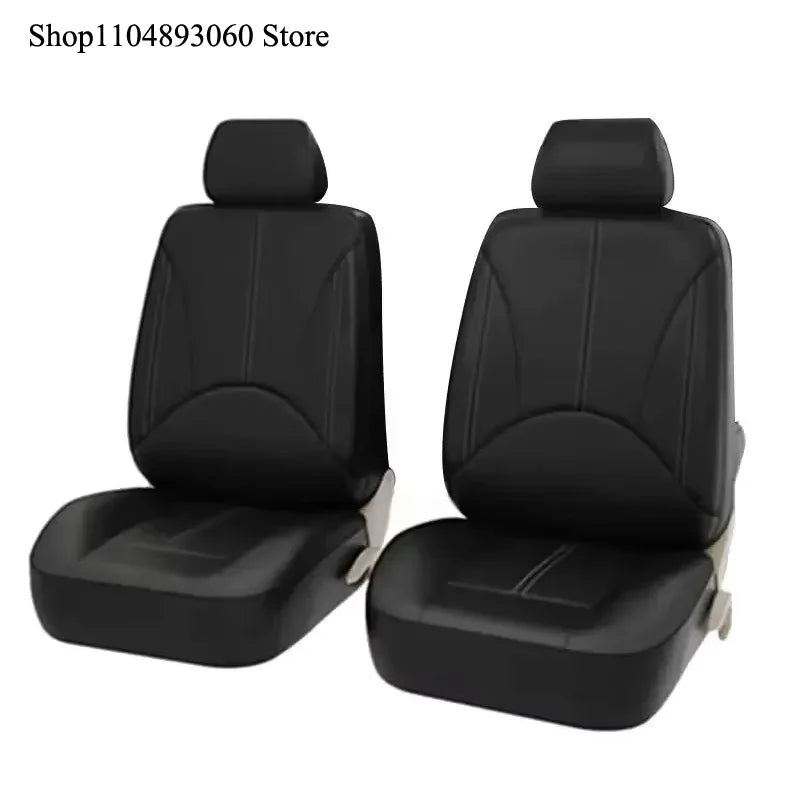 2 Front Car Seat Covers PU Leather Breathable Auto Seat Cushion Universal Quited Full-Wrapped Seat Cover Compatible with Airbag