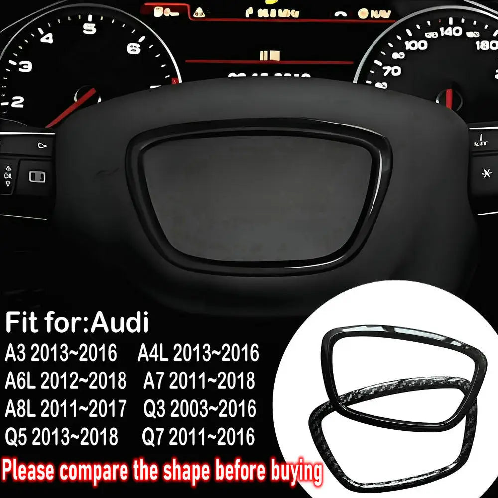 Car Accessories For Audi A3 A4L A7 A6L A8 Q3 Q5 Q7 ABS Auto Steering Wheel Center Panel Logo Frame Circle Sticker Cover Trim