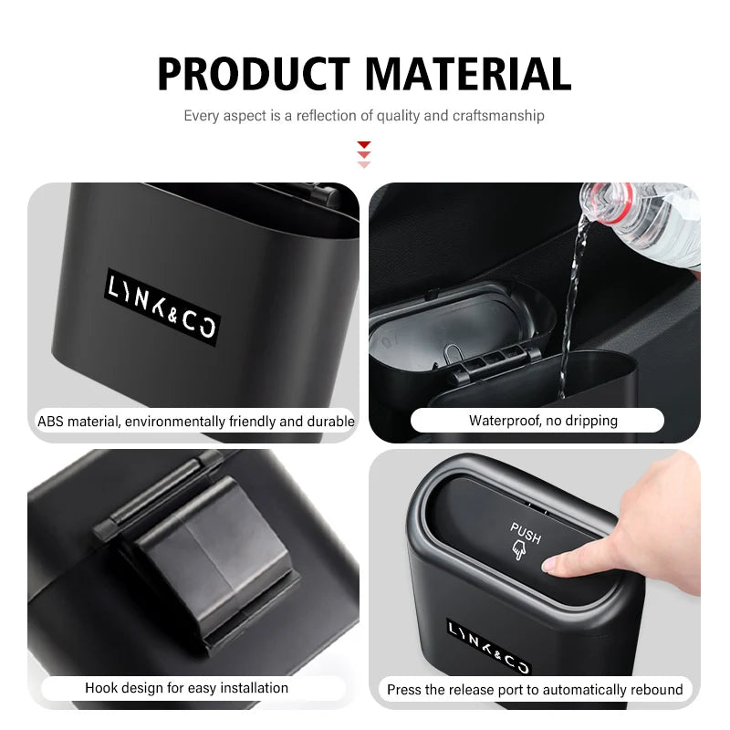 Car Trash Can Hanging Vehicle Garbage Auto Interior Accessories For LYNK&CO 01 05 03 09 02 04 06 07 08 PHEV 09 MHEV