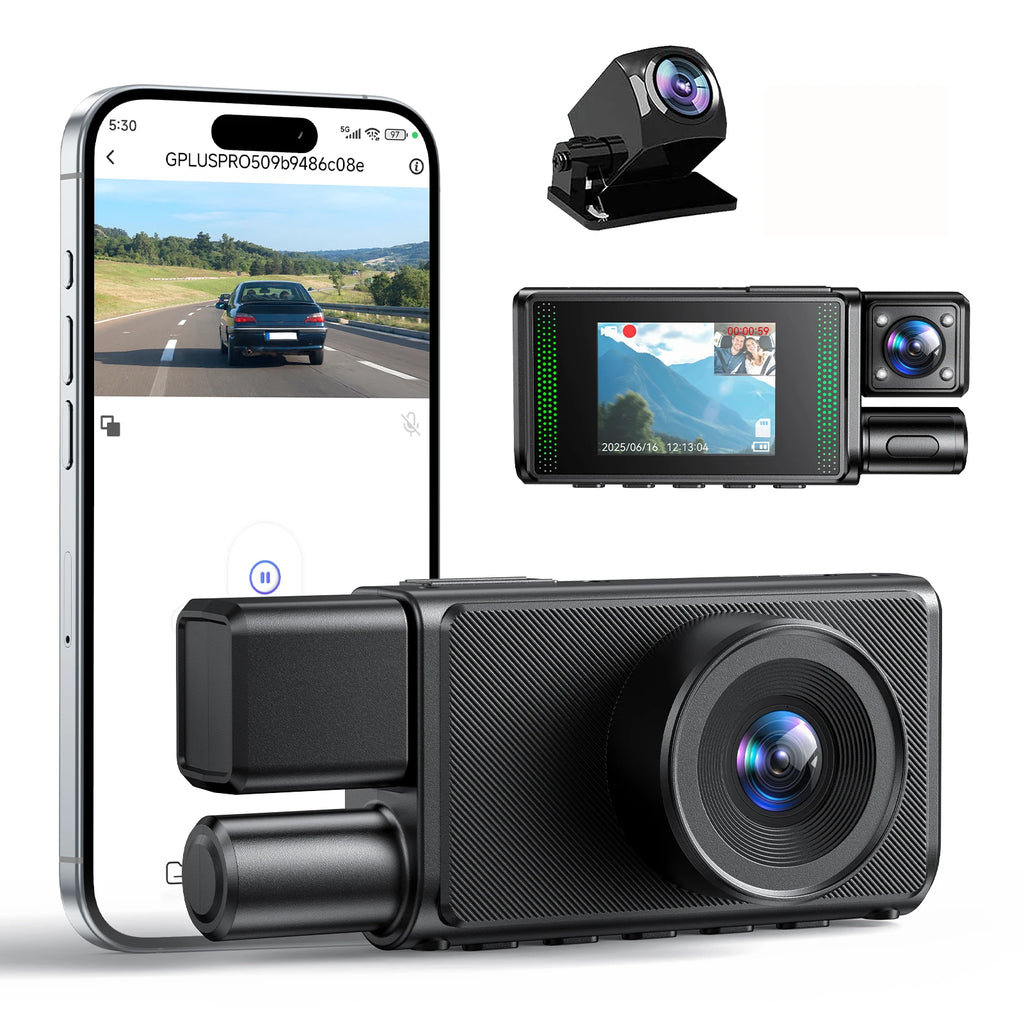 3 Channel Dash Camera FHD 1080P 360° All Sides Dashcam IR Night Vision Car DVR Car Camera Recorder Support 24H Parking Monitor