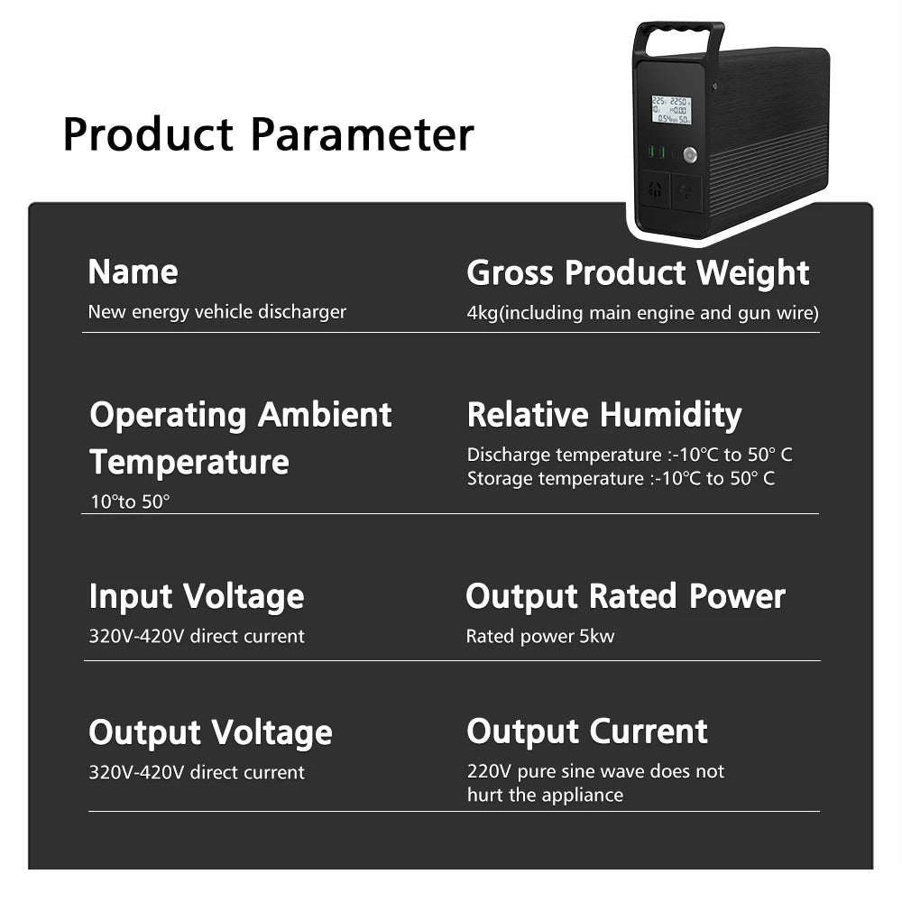 2024 New Energy Vehicle Discharger 5KW V2L V2H GBT For Home Vehicle-to-Load V2L Electric Vehicles  power conversion For VW ID
