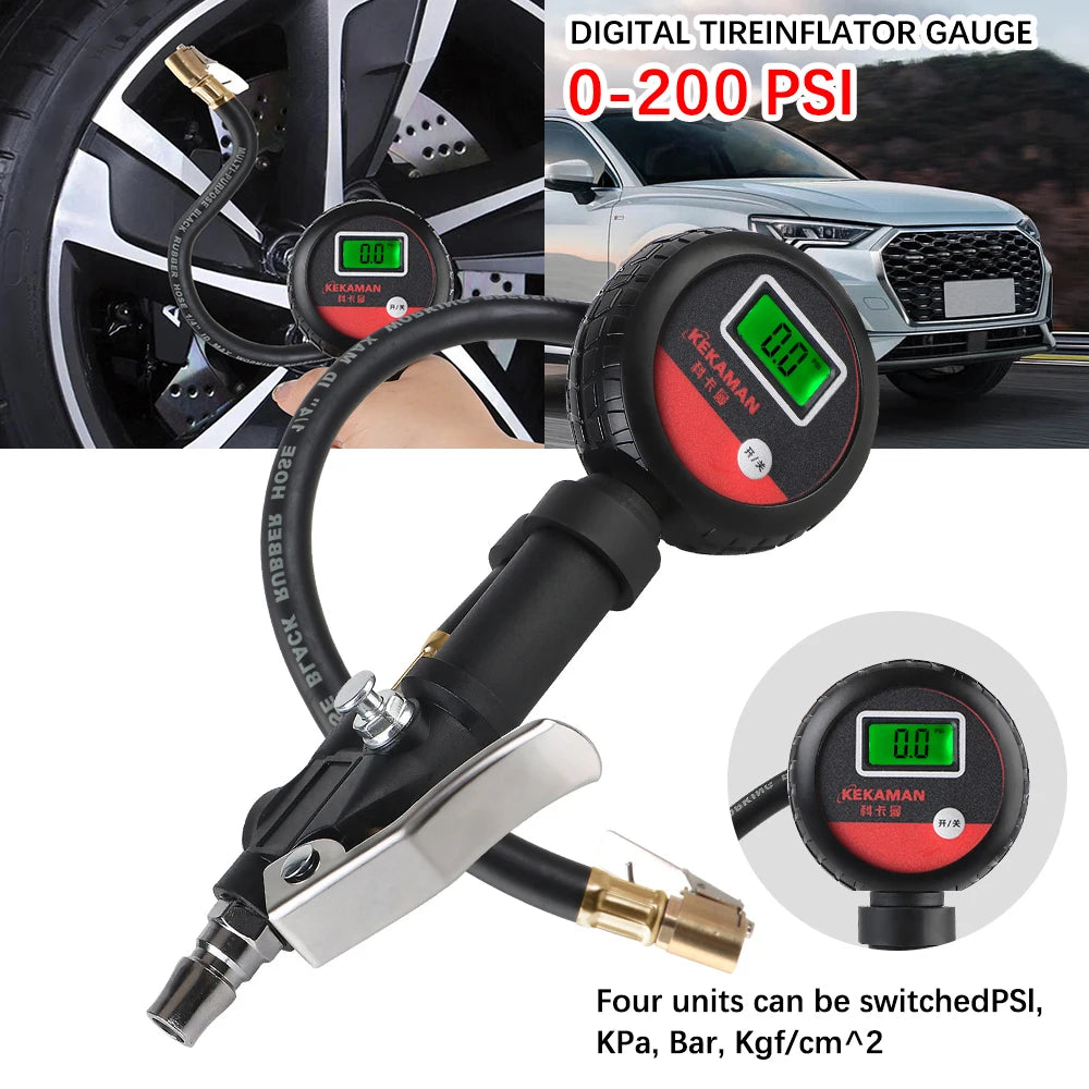 High Precision Monitor System Test Accessories Auto Tire Pressure Gauge LCD Digital Tyre Tester for Car Truck Vehicle Motorcycle