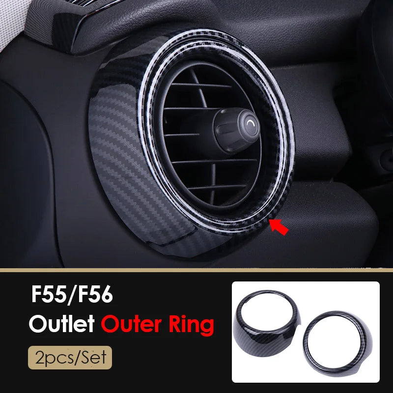 AMBERMILE for Mini Cooper F56 Accessories Car Interior Carbon Fiber Texture Console Air Outlet Door Speaker Handle Cover Trim