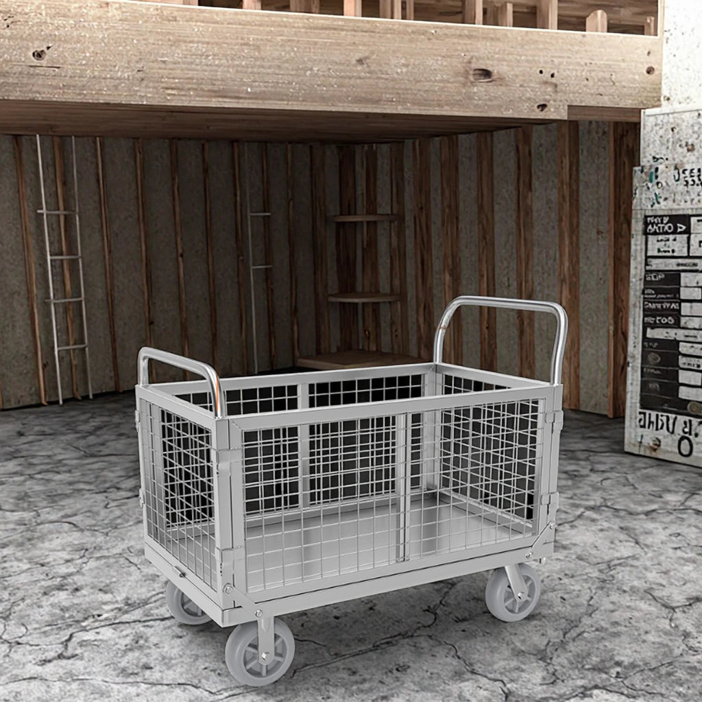 Flatbed Trucks Porters Household Trolleys Fenced Off Pick Up Courier Trailers Portable Folding Trolleys To Pull Goods