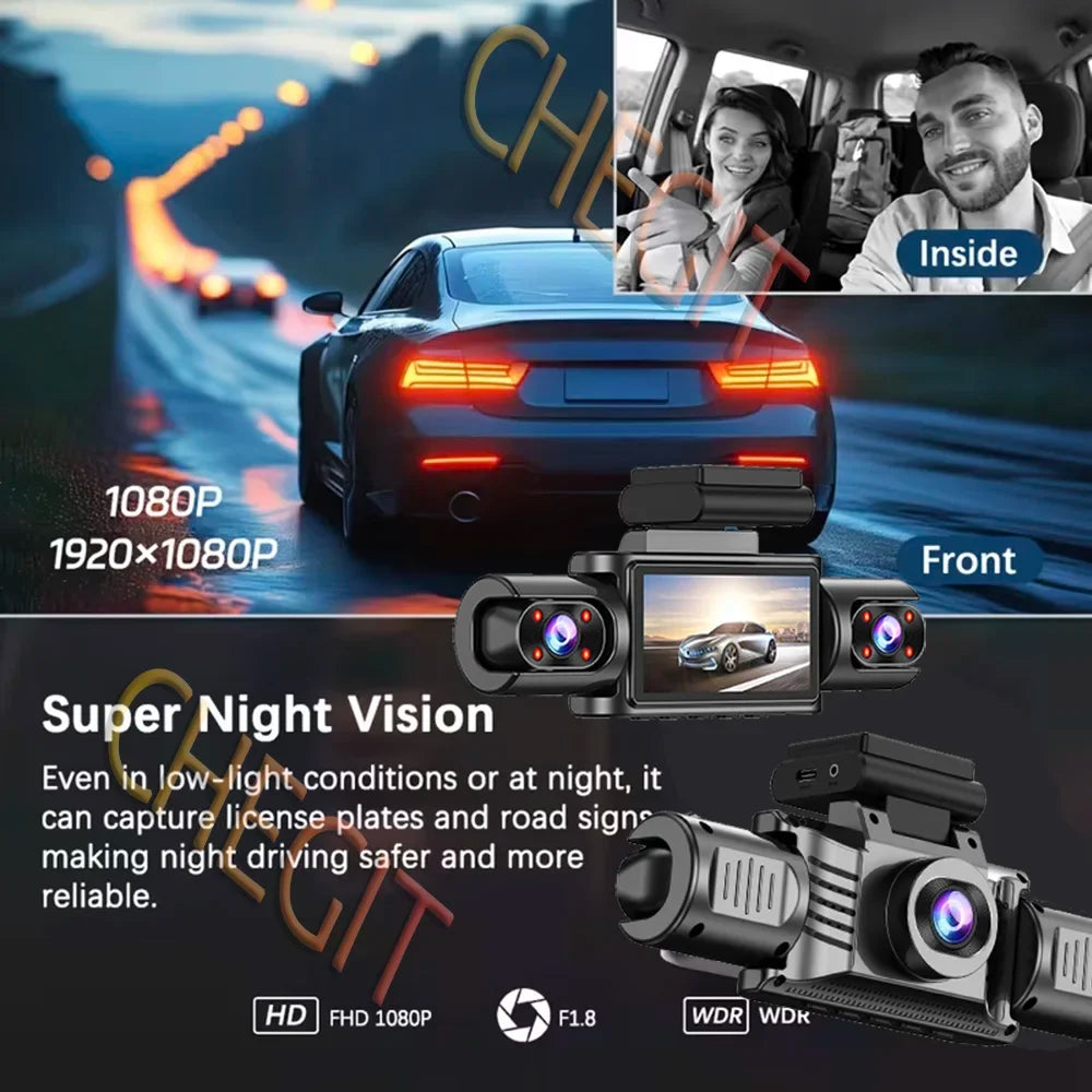 2026 New 360° Car Dash Cam 4 Channel HD 1080P Car DVR WiFi Dash Cam Loop Recording Night Vision 24H Parking Monitor Black Box