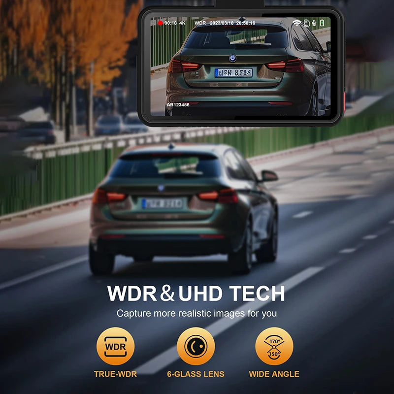 Dash Cam for Cars 4K Front Rear Camera Car DVR for Vehicle Video Recorder Rear View Camera Parking Monitor WiFi Dashcamera