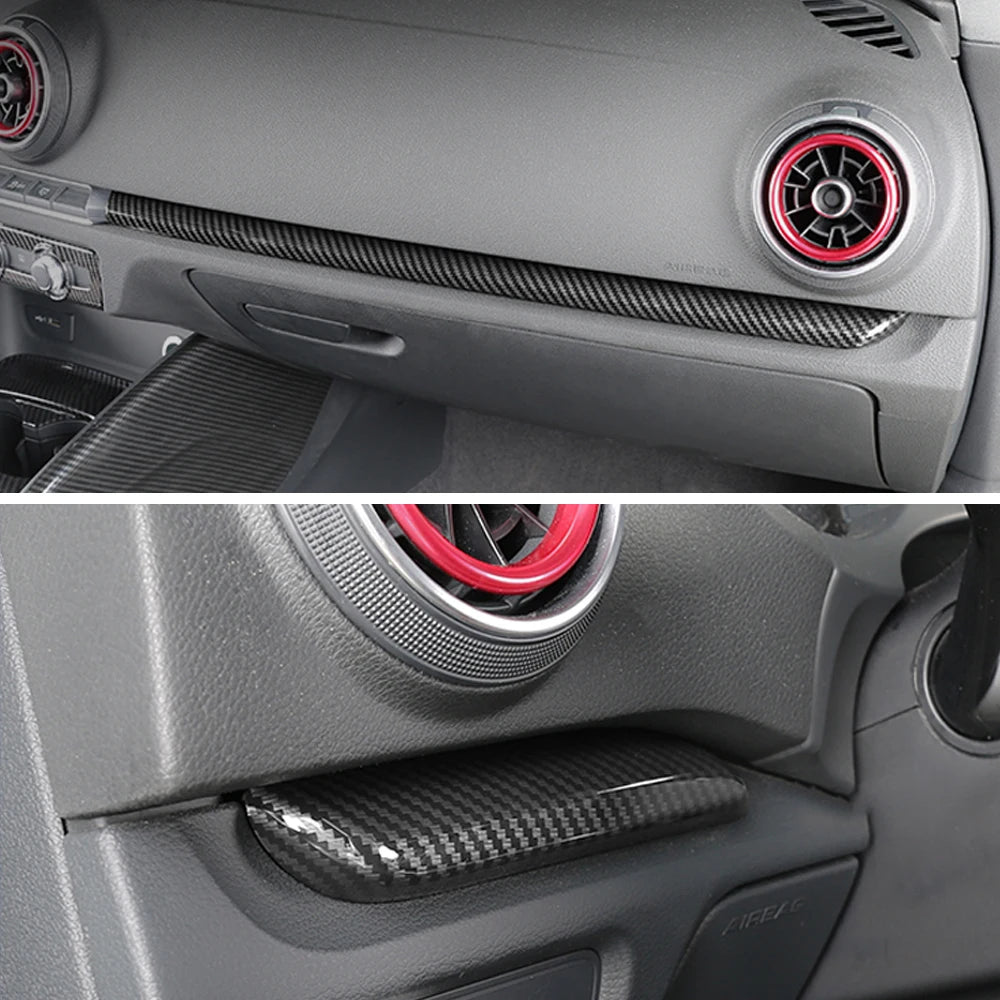For Audi A3 S3 RS3 2014-2018 For LHD Car Center Console Door Panel Carbon Fiber Trim ABS Interior Cover Trims Accessories