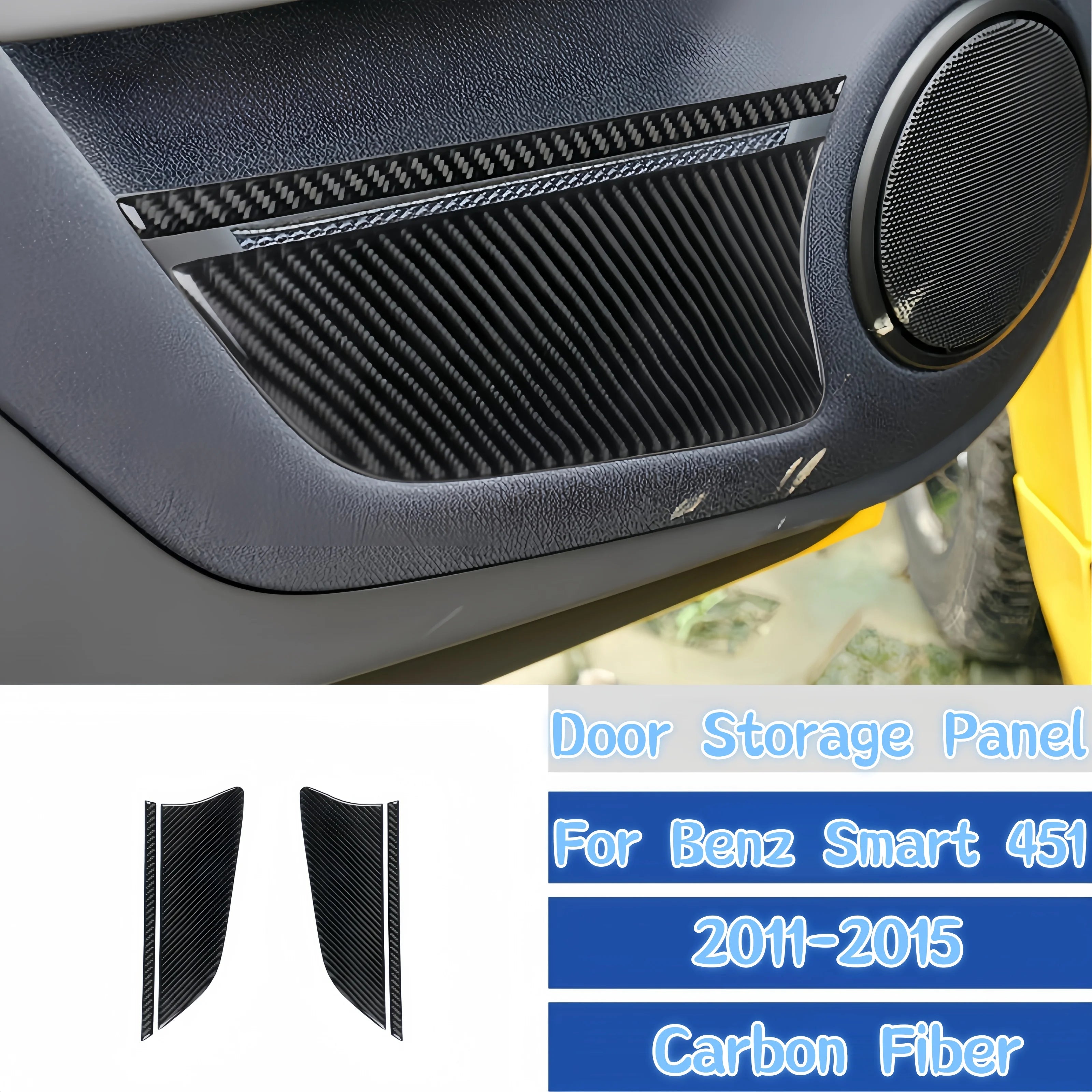 For Benz Smart Fortwo 451 2011-2015 Car Interior Accessories Carbon Fiber Auto Door Storage Panel Trim Cover Decorative Stickers