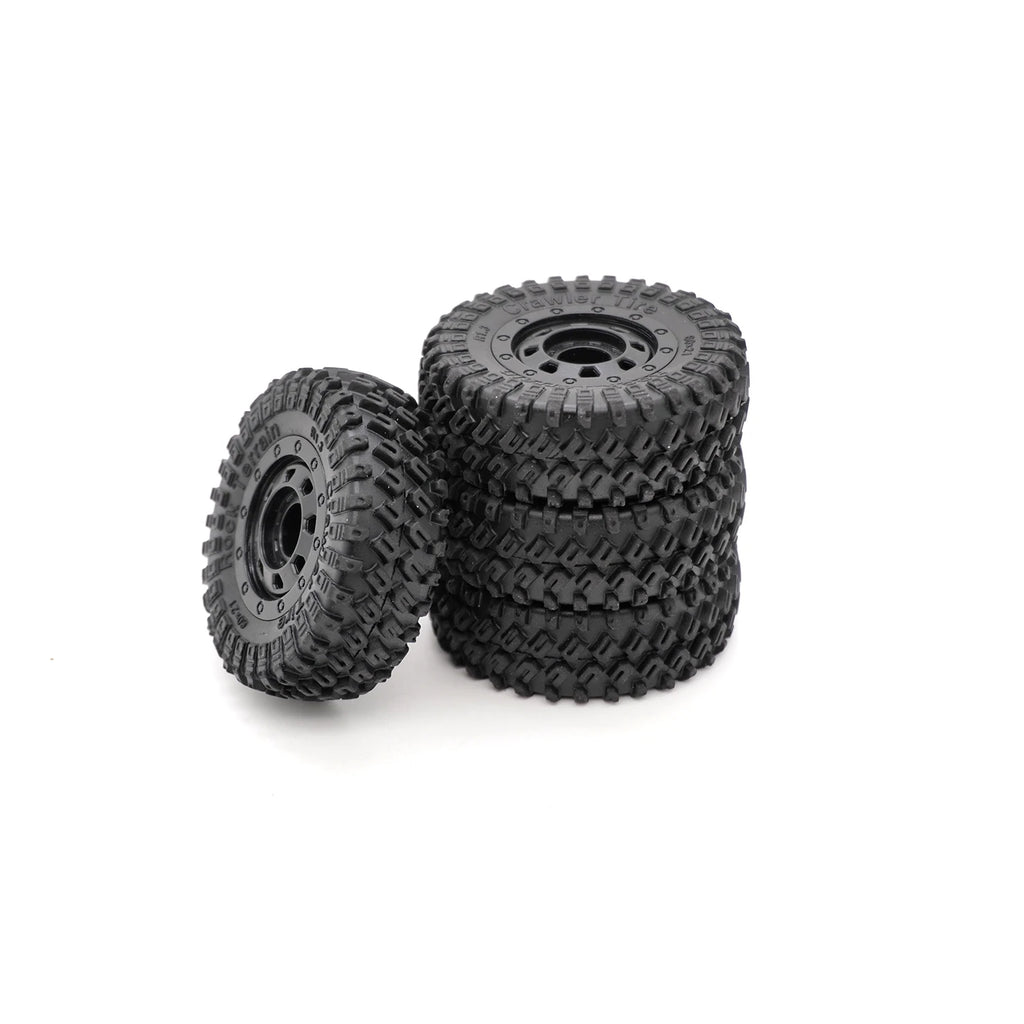 1/18 RC Crawler TRX4M Parts 4PCS 1.3inch Beadlock Wheel Rubber Tyres 60*21mm Front Rear Tires 7mm HEX for RC Car Upgrade Parts