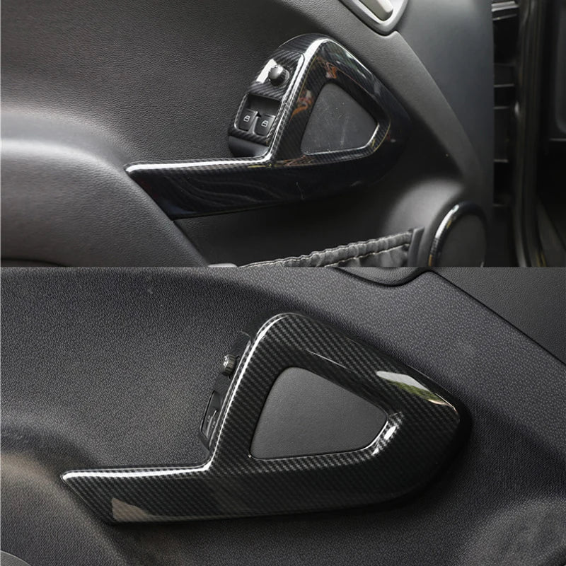 Car Carbon Styling Interior Modification Electric Window Decoration Cover For Smart Fortwo 451 Car Accessories Sticker