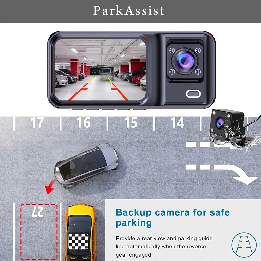 3 Channel Dash Cam for Car Camera Black Box 3Ch/2Ch 1080P Video Recorder Rear View Camera for Vehicle Car DVR car accessories