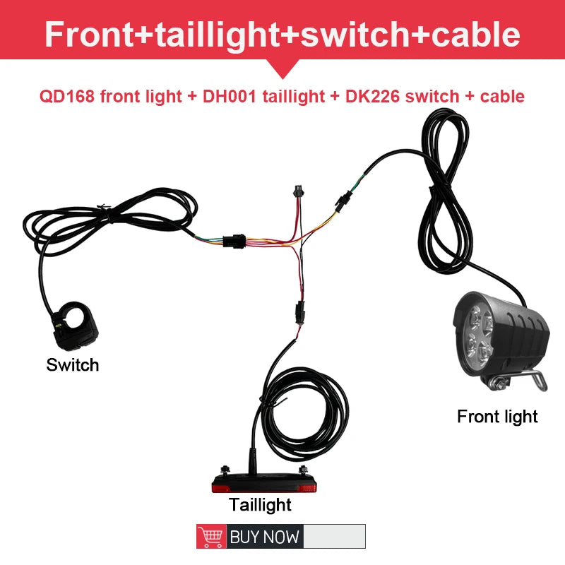 Interruptor de luz y bocina para bicicleta eléctrica, faro delantero, bicicleta eléctrica, scooter, luces delanteras, traseras, luces de advertencia, piezas, accesorios, 12 V-72 V