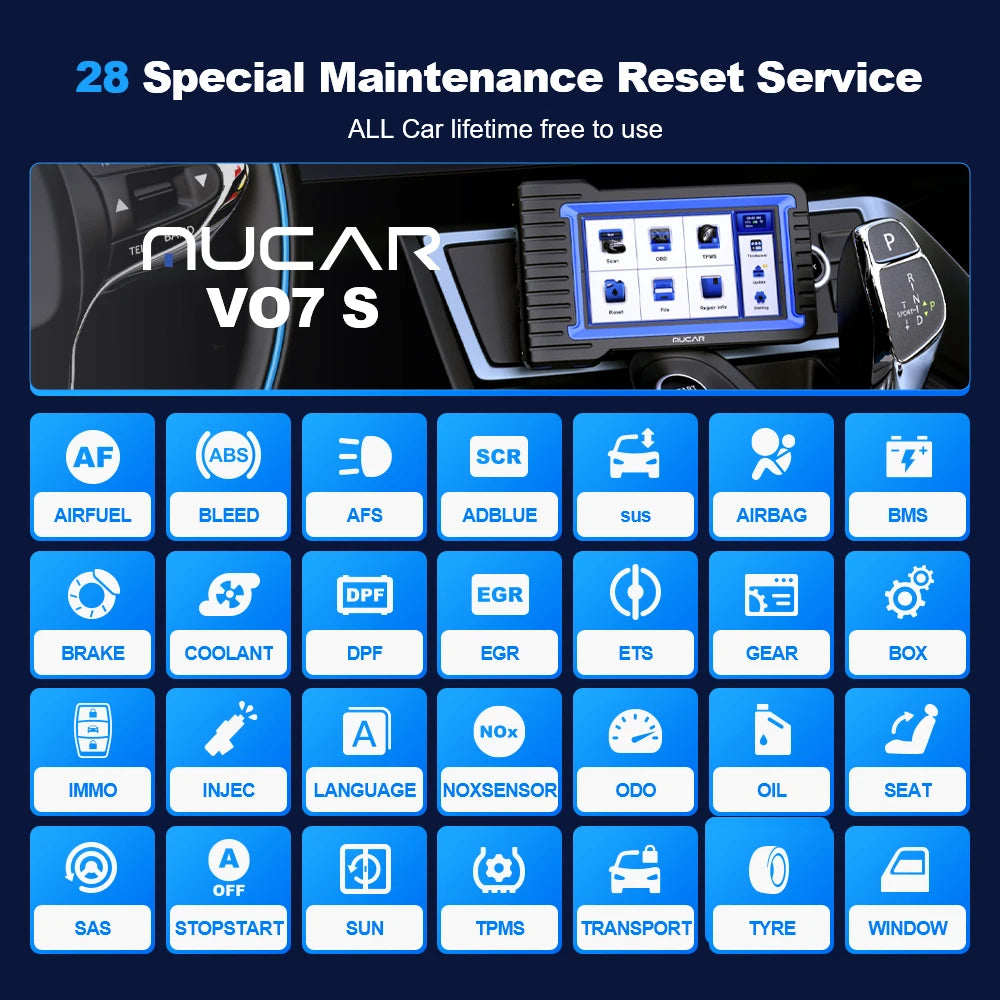MUCAR VO7S  CANFD Car Diagnostic Tool Full Systems diagnosis 28 Resets Scan Tool Bi-Directional Contorls ECU Coding OBD2 Scanner