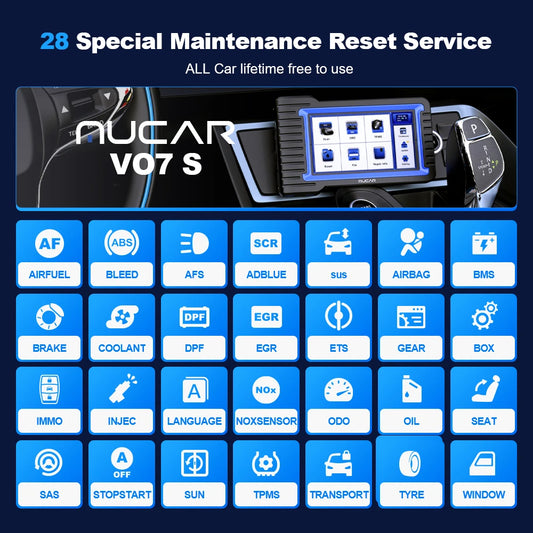 MUCAR VO7S  CANFD Car Diagnostic Tool Full Systems diagnosis 28 Resets Scan Tool Bi-Directional Contorls ECU Coding OBD2 Scanner