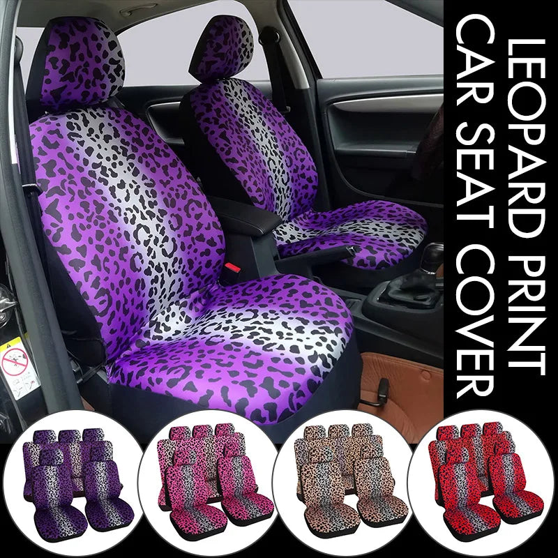 Fashion Leopard Print Car Seat Cover Full Surrounding  Four Seasons Universal Breathable Non-slip Cushion Cover Car Interior