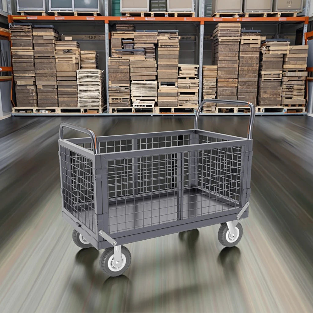 Flatbed Trucks Porters Household Trolleys Fenced Off Pick Up Courier Trailers Portable Folding Trolleys To Pull Goods