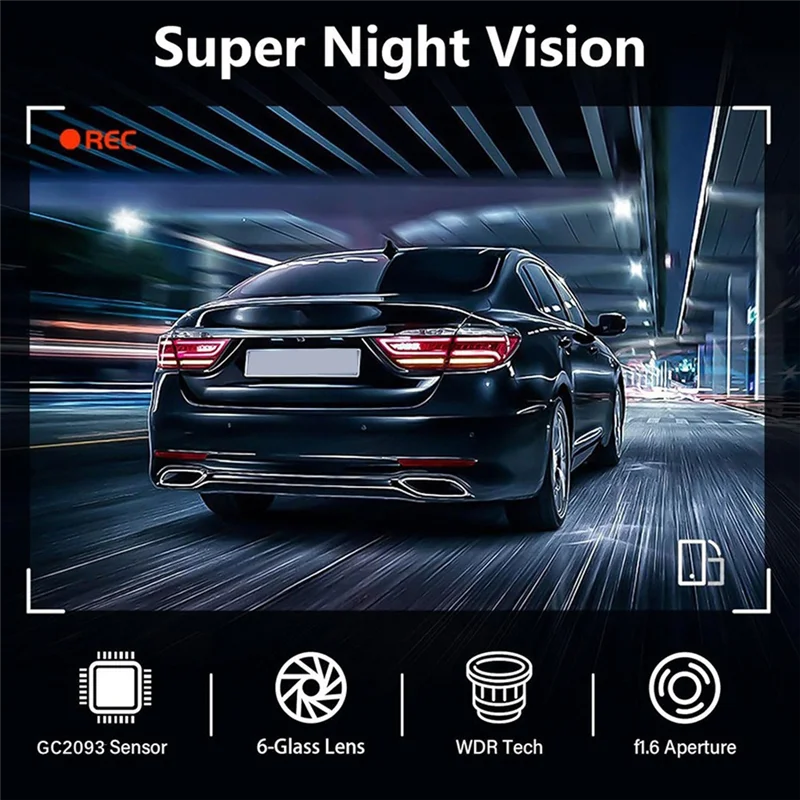 Car Front Rear Dash Camera Car Video Recorder Camera Built In Wifi Camera,Night Vision 170°Wide Angle,WDR,24H Park-Y47A