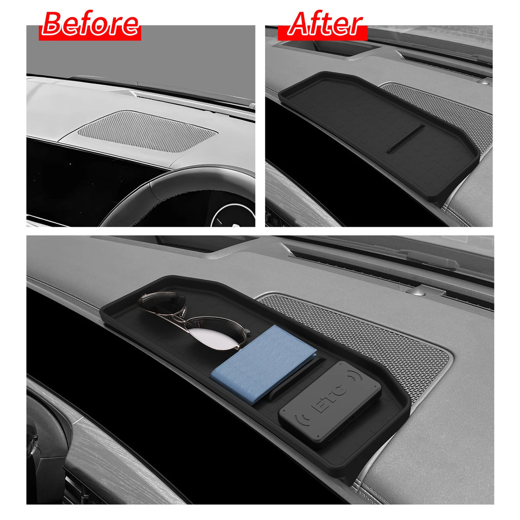Organizer For Hyundai Santa Fe 2024 2025 Car Dashboard Storage Box Display Screen Rear Tray Organizer Accessories Tidying Black