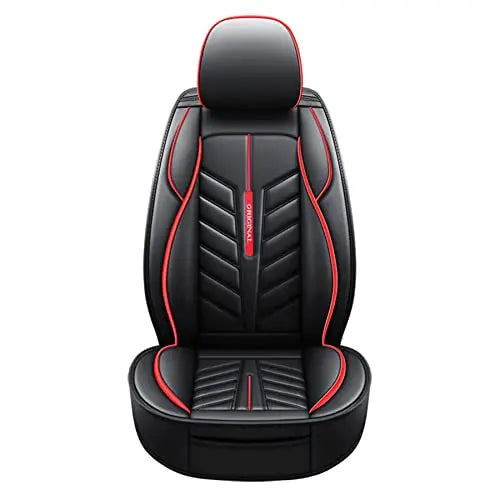 Seat Covers Auto Front and Rear Full Set 5-yangats Car Cushions,Black and Red PU Leather