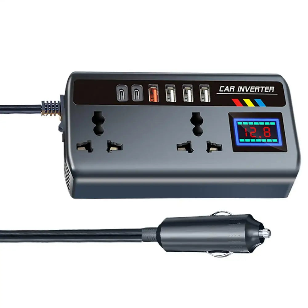 Car Inverter Outlet 12V/24V to 220V Car Converter for Plug Outlet Fast Charging Ports Portable Automotive Charger Inverter 3 USB