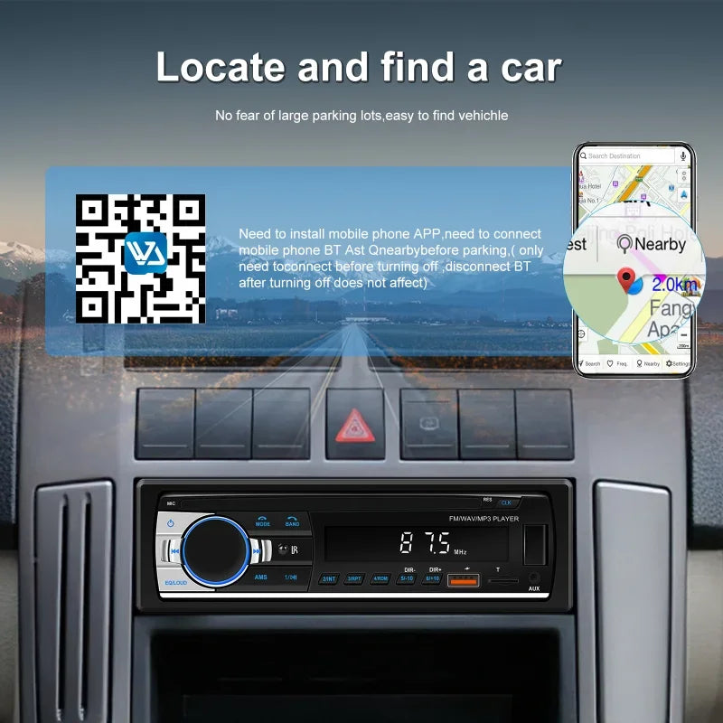 Car Radio 1 din Stereo Player Digital Bluetooth Car MP3 Player FM Radio Stereo Audio Music USB/SD with In Dash AUX Input