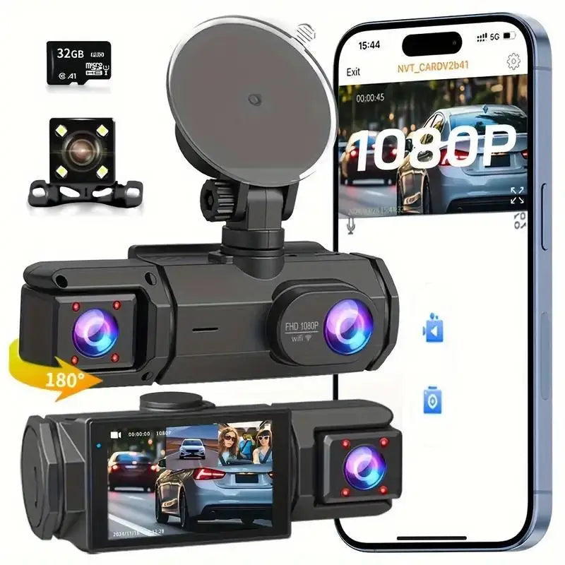 2/3Camera WIFI Dash Cam Cabin Car Dvr 1080P Interior Vehicle Three Way Channel Dvrs Recorder Video Registrator Dashcam Camcorder