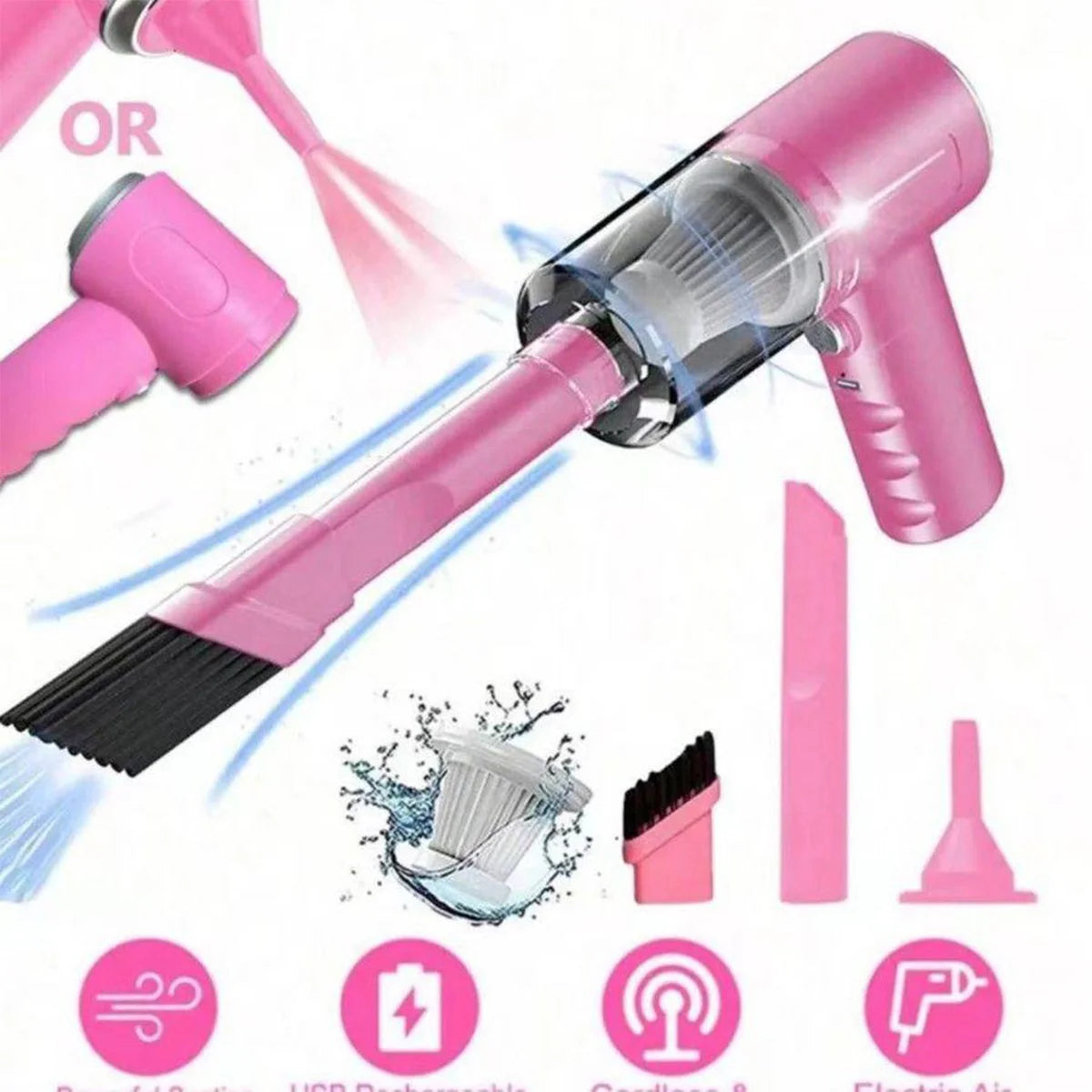 2 IN 1 Car Vacuum,  Portable Mini Cordless Cleaner, Handheld Vacuum For Home, Car, Office Desk, Powerful Suction