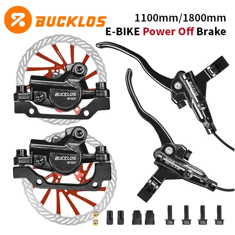 Electric Bicycle Brakes 2 Piston Hydraulic Disc Brake Bike/Scooter Brakes Kit 1100/1800mm Folding Bike Disc Brake Set Power-off