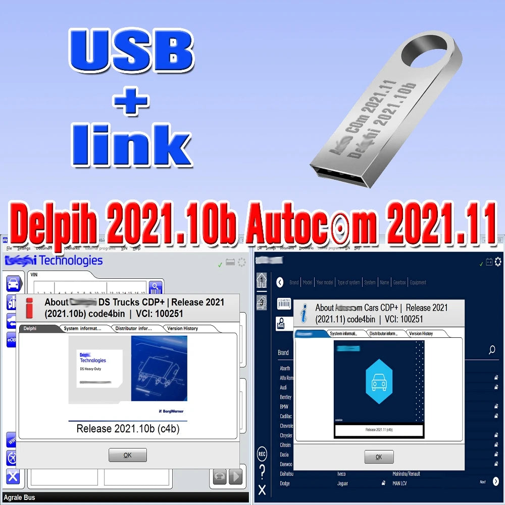 Newest Autocom 2021.11 With Keygen Deiphi 2021.10b Install Win7 8 10 For 150 Car Diagnostic Ds Tools CD USB not virtual machine