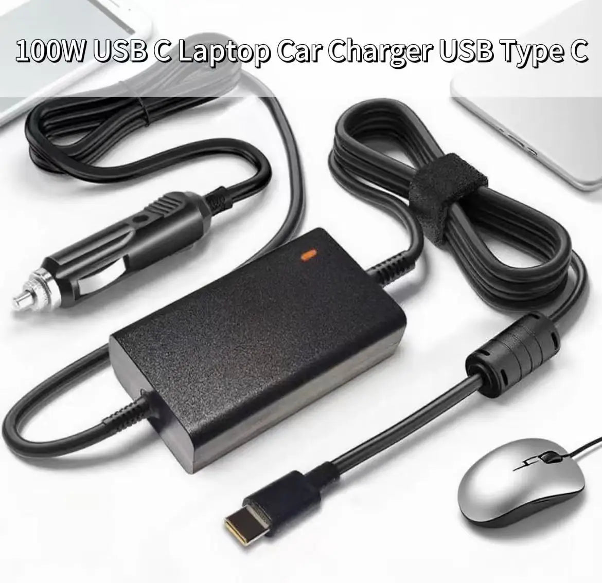 100W USB-C Car Charger, 5V/9V/12V/15V 3A, 20V 5A, PD Fast Charger for MacBook, Laptop, Tablet, Phone, Huawei, Lenovo, Dell, HP,