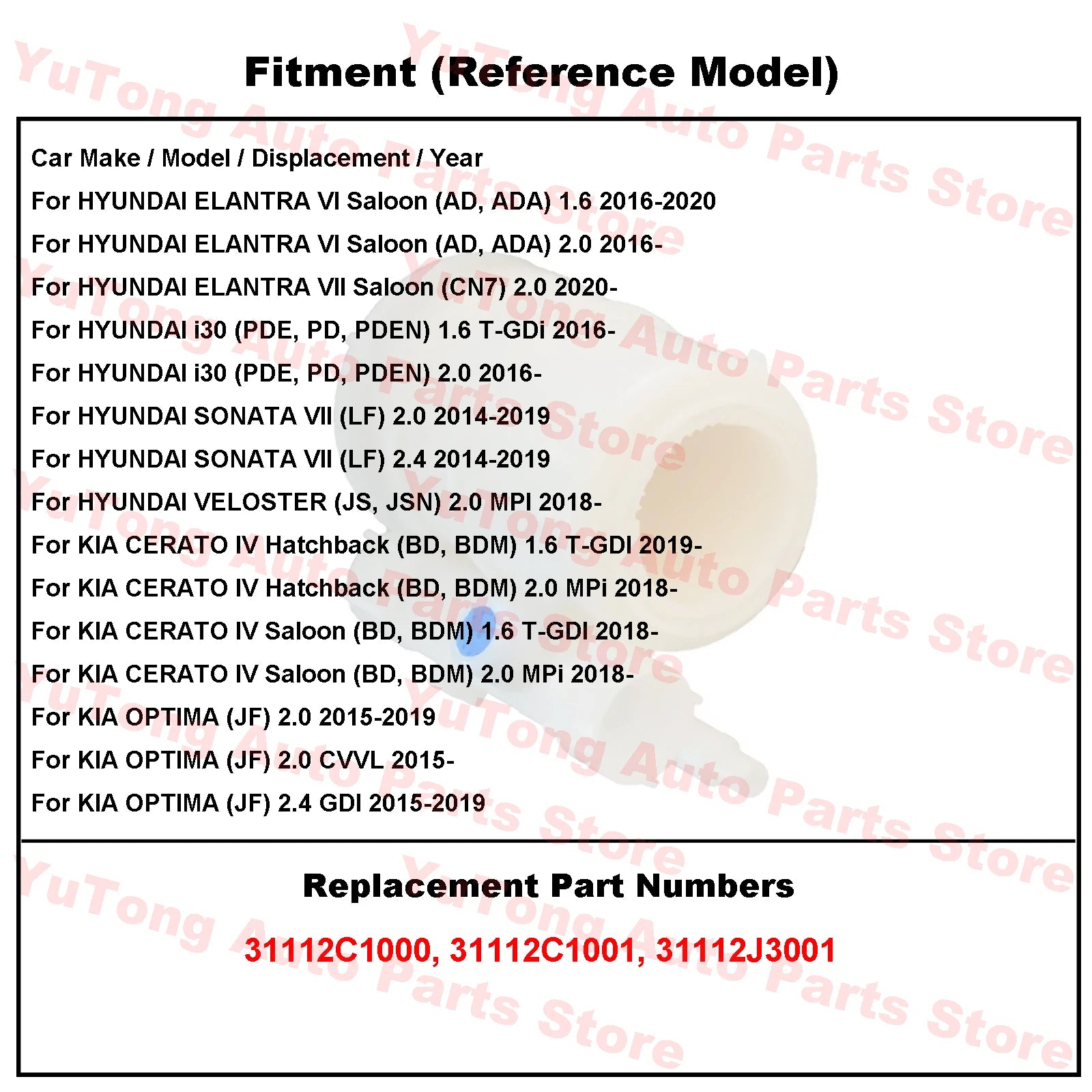 Fuel Filter For HYUNDAI ELANTRA VI Saloon AD 2016-2020 2.0 SONATA i30 VELOSTER KIA OPTIMA JF CERATO 2018 Accessories 31112C1000