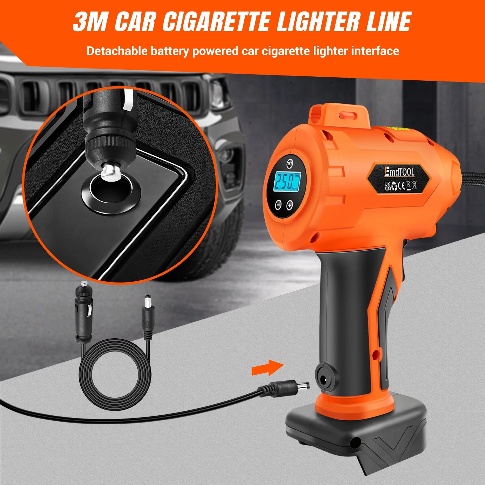 BRIEFNESS Wireless Air Compressor 21V Rechargeable, Portable Electric Tire Pump with Digital Display LED Light for Car/Truck