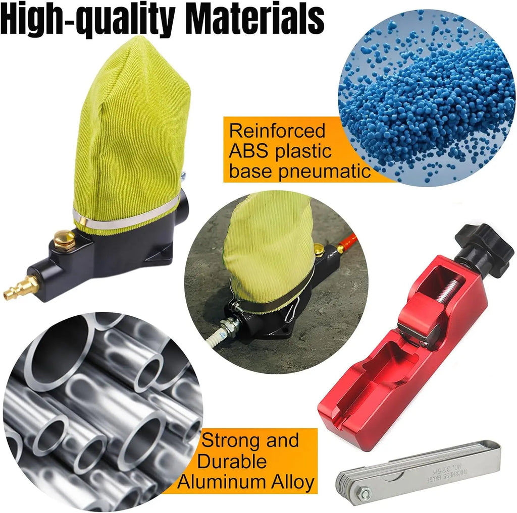 Spark Plug Gap Tool & Pneumatic Spark Plug Cleaner Kit - Air Sandblaster Cleaning Tool for Most 10,12,14, 16mm Spark Plugs