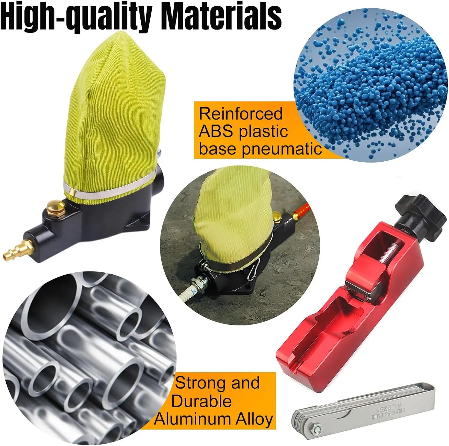 Spark Plug Gap Tool & Pneumatic Spark Plug Cleaner Kit - Air Sandblaster Cleaning Tool for Most 10,12,14, 16mm Spark Plugs