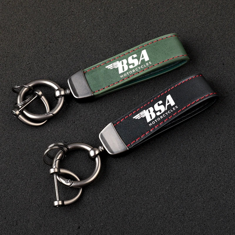 Llavero con anilla de herradura de cuero vintage impreso en HD para accesorios de motocicleta BSA