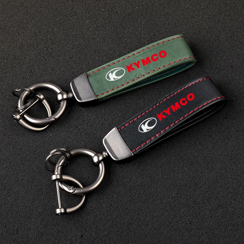 HD printed vintage leather horseshoe ring keychain for KYMCO Motorcycle Accessories