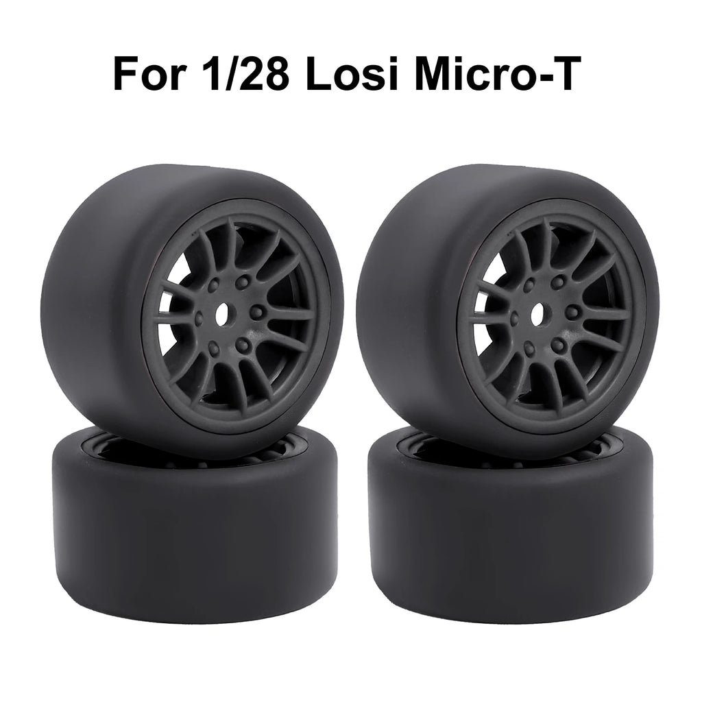 For 1/24 LOSI Micro-B On-Road Drift Racing Wheel Rims Hub with Tires Pre-mounted Pin For 1/28 Losi Micro-T WLtoys 244016