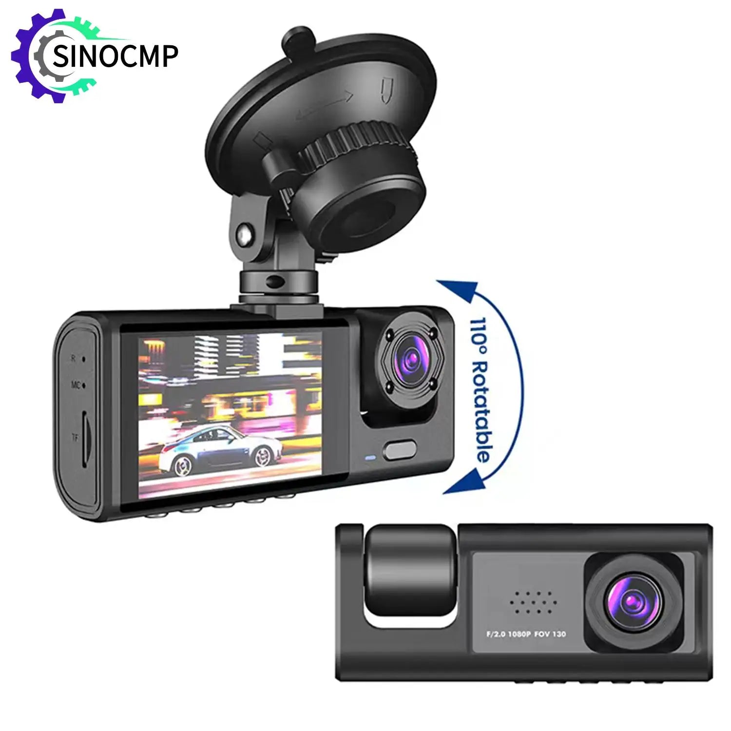 Car DVR S1 2"Screen HD 1080P 3 Cameras+WiFi Dash Cam Front/Rear/In Car for Vehicle Recorder Video Front Optional Rear Camera
