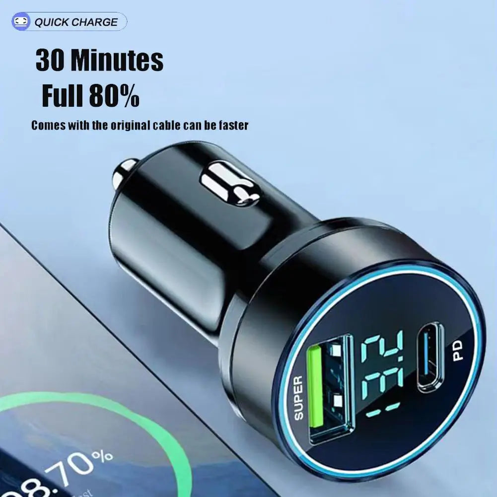Quick Car Charger 12-24V Dual USB Type C 120W+PD20W Fast Charger For IPhone13 Pro Phone Car Fast Charging